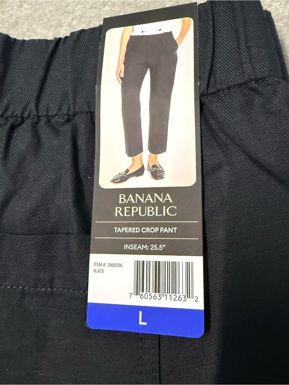 Banana Republic Tapered Crop Pants, Black, Inseam 25.5”, Women’s Size Large
